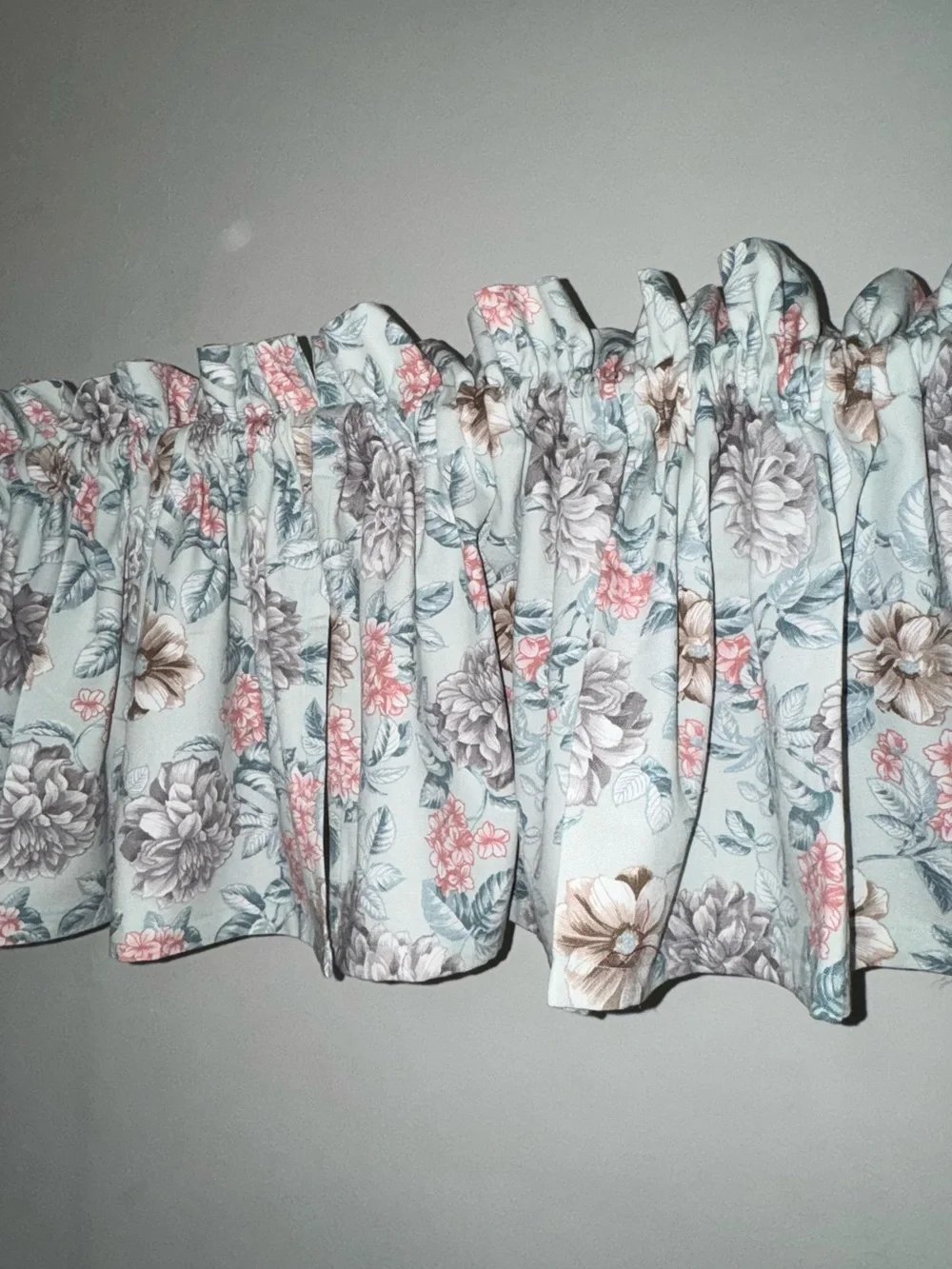 New Set Of 2 Floral Valance Curtain - Light Blue